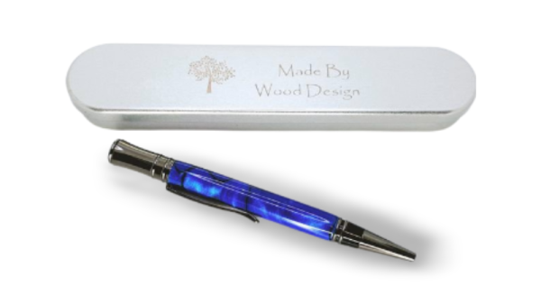 Dark Blue Pearl In Gun Metal Officer Handmade Pen