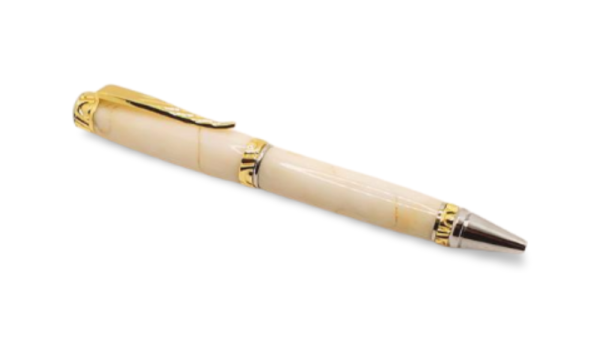 Gold & Chrome in White Ultra Cigar Pen