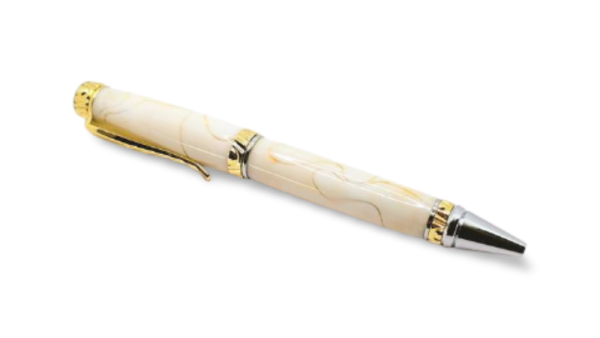 Gold & Chrome in White Ultra Cigar Pen