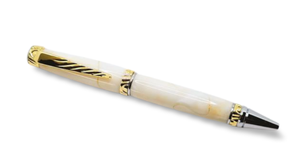 Gold & Chrome in White Ultra Cigar Pen