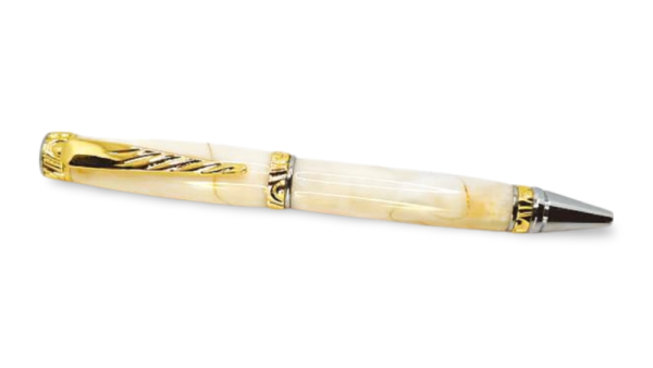 Gold & Chrome in White Ultra Cigar Pen