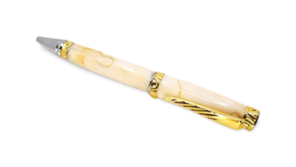 Gold & Chrome in White Ultra Cigar Pen