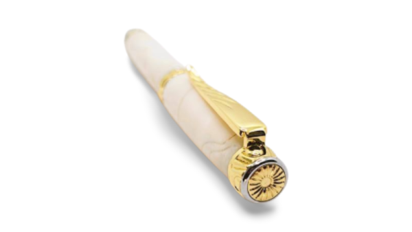 Gold & Chrome in White Ultra Cigar Pen