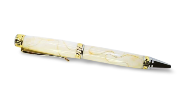 Gold & Chrome in White Ultra Cigar Pen