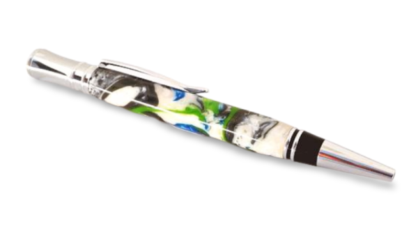 Ocean Swirl Silver Officer Executive Handmade Pen