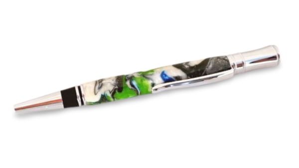 Ocean Swirl Silver Officer Executive Handmade Pen