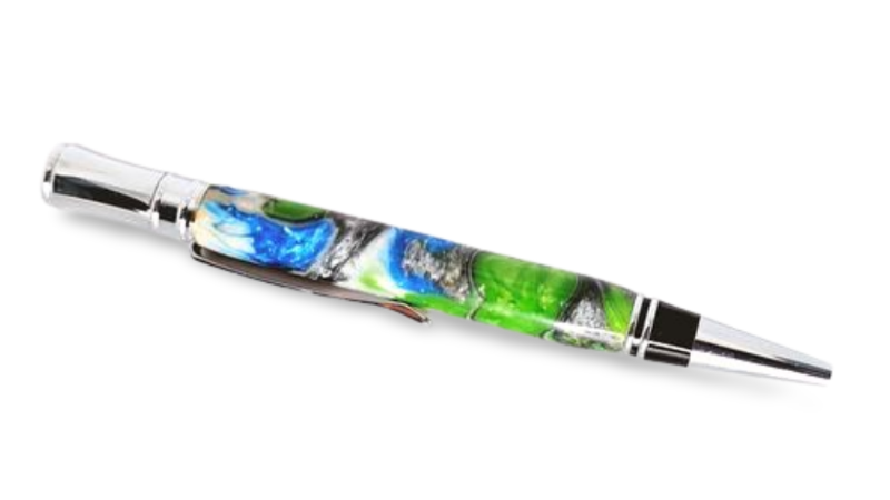 Ocean Swirl Silver Officer Executive Handmade Pen